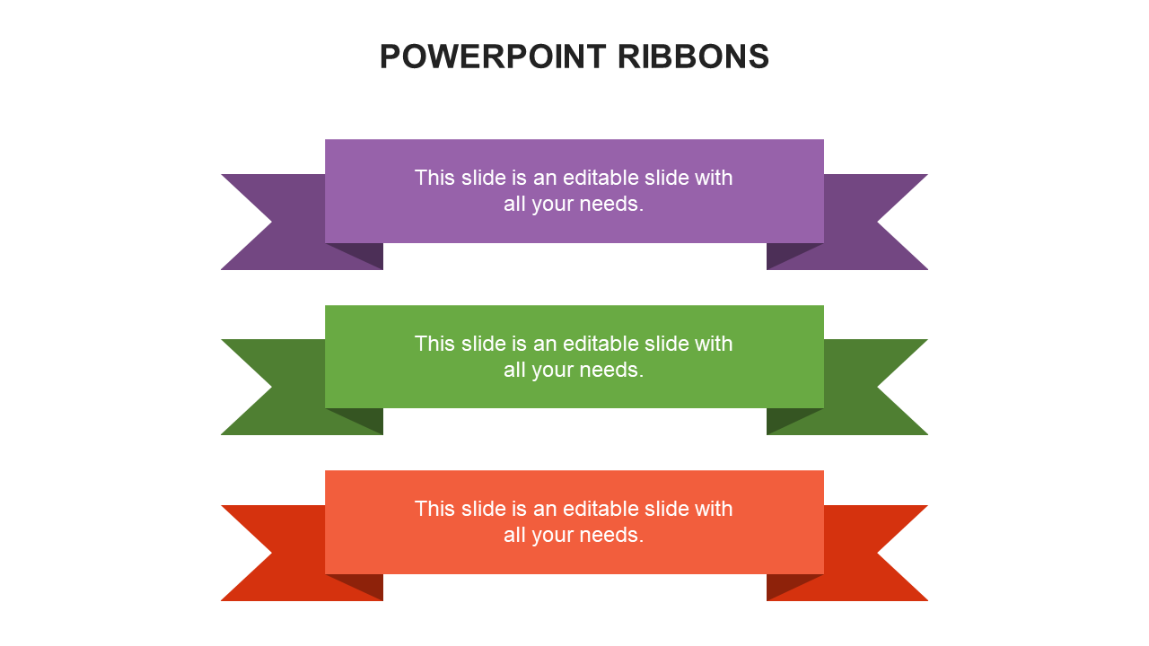 Editable PowerPoint Ribbons Presentation PPT  Slides